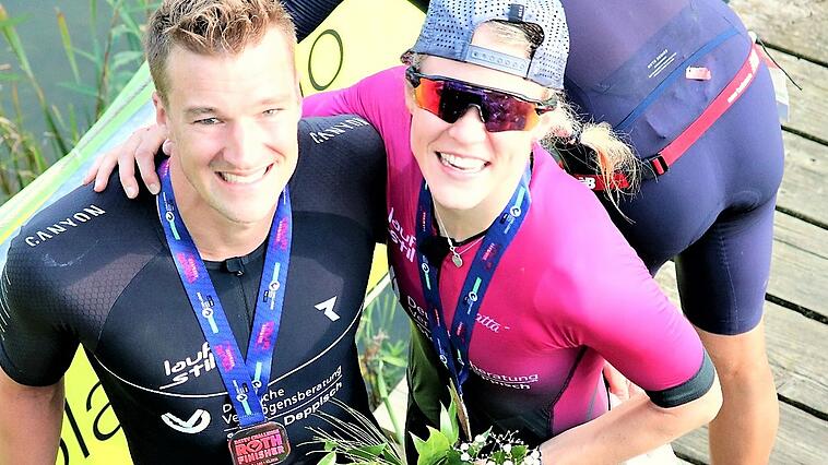 Florian und Amelie, ein strahlendes "Triathlon Paar"...